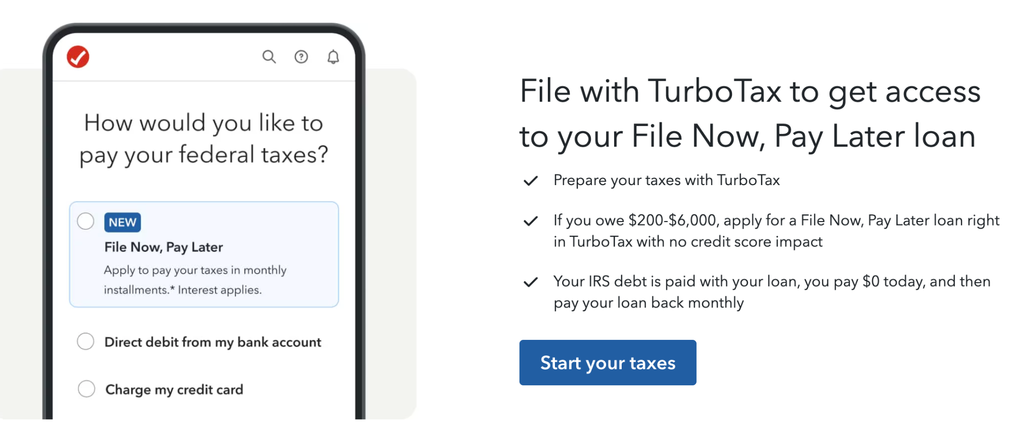 Screenshot from https://turbotax.intuit.com/file-now-pay-later/ (April 16, 2026)